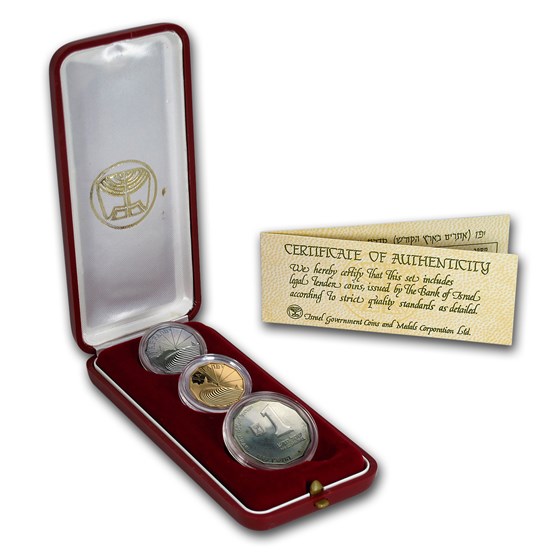 1989 Israel 3-Coin Gold & Silver Jaffa Sites of Holy Land Set 1989 Israel 3-Coin Gold & Silver Jaffa Sites of Holy Land Set